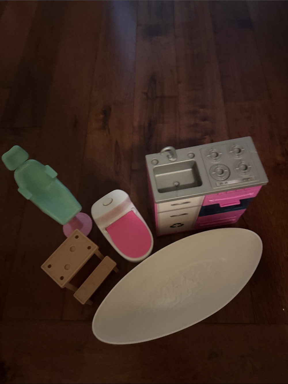 Barbie Kids Play Kitchen Set Accessories - Pink, White, Green